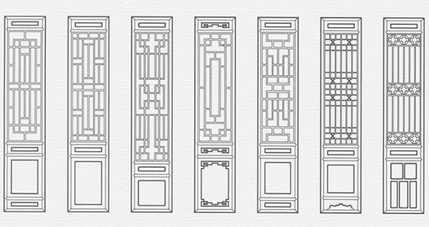 牟定常用中式仿古花窗图案隔断设计图